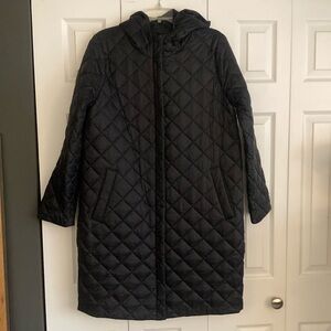 Eileen Fisher Recycled Nylon Hooded Coat Color Black Size Medium